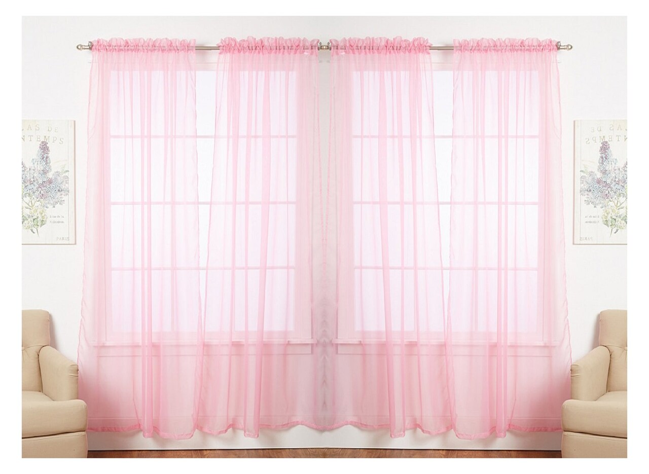 J&V TEXTILES 4-Pack Value: Solid Sheer Window Curtain Panels